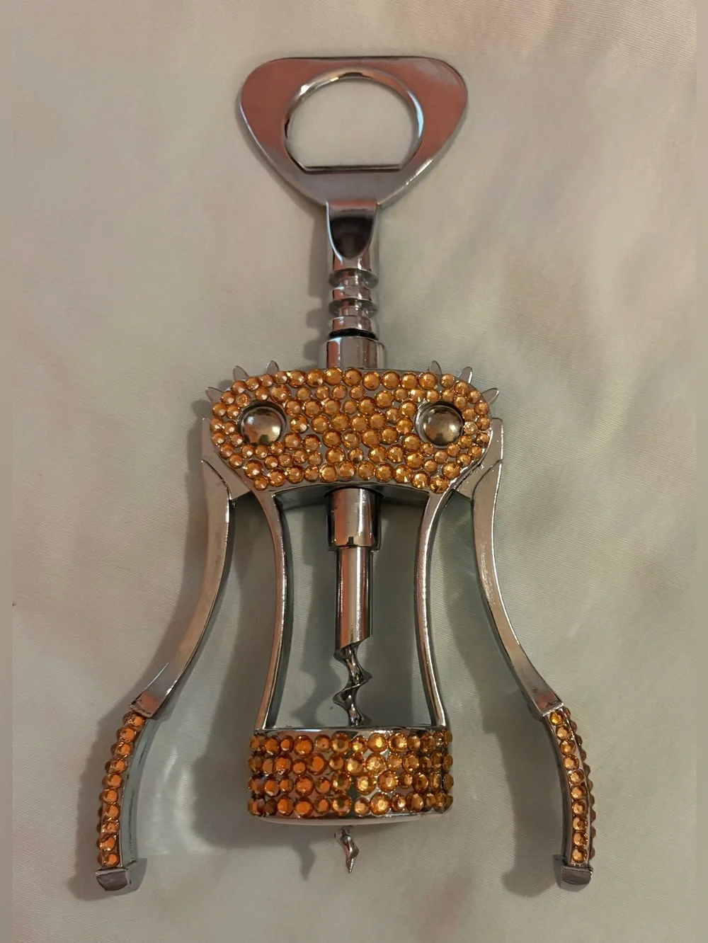 Crystal-Embellished Winged Corkscrew